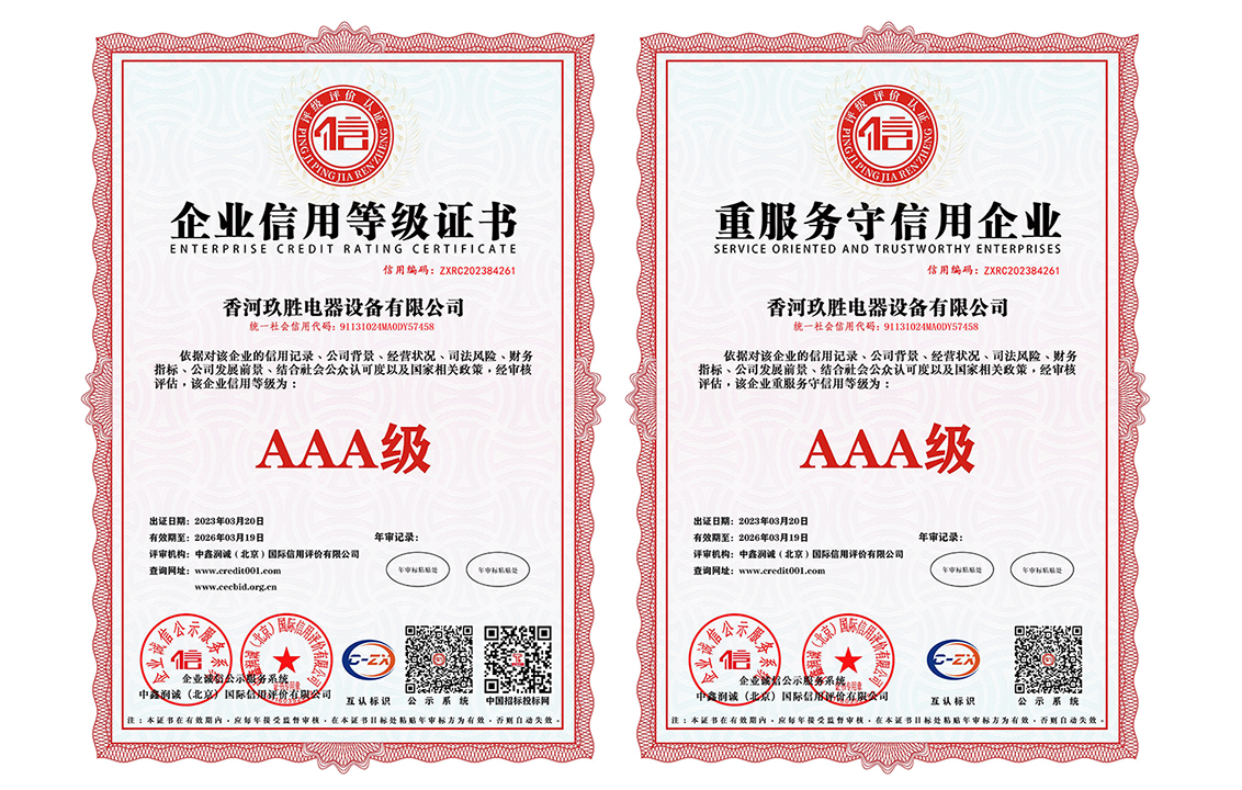 企业信用等级证书+重服务守信用企业