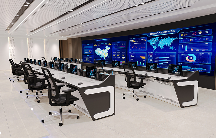 【玖胜机柜】6套内弧形加1套外弧形超长操作台